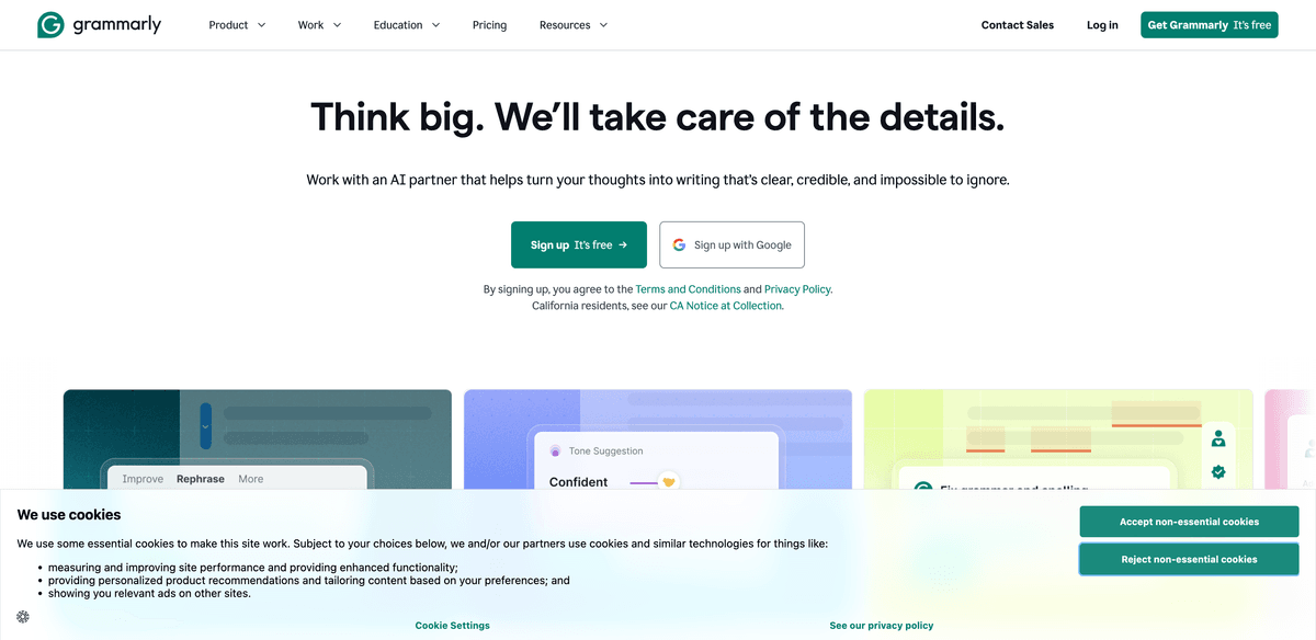 Grammarly 官网首页