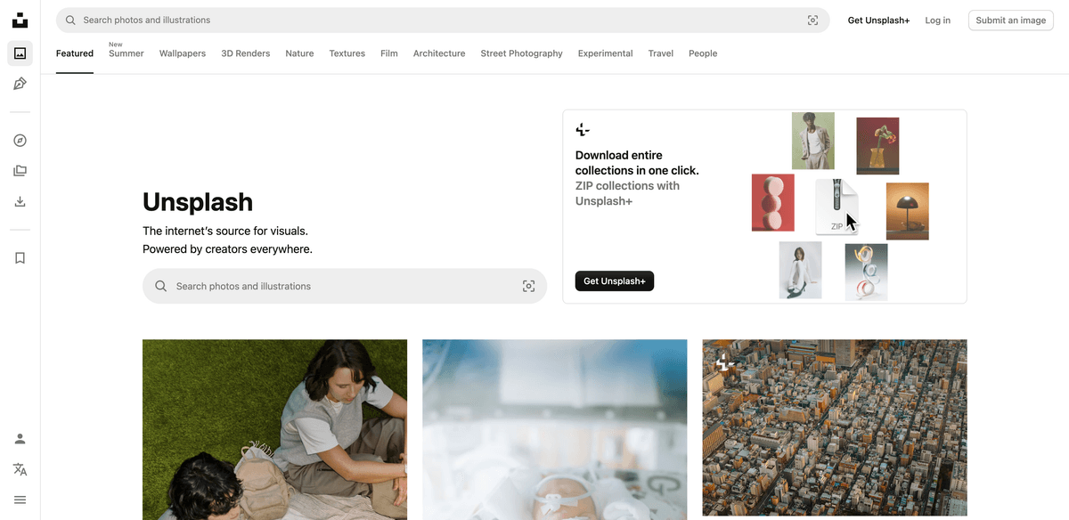Unsplash 官网首页